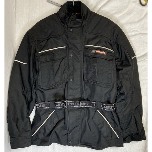 Polaris DuPont Thermolite Size Large Motorcycle Snowmobile Jacket Racing Black - Picture 1 of 16